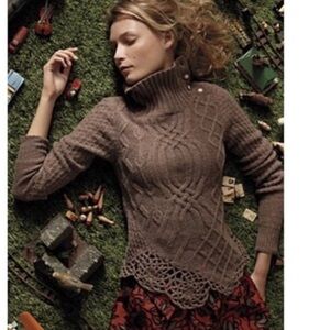 Anthropologie Moth Cowl Button Neck Sweater size XL
